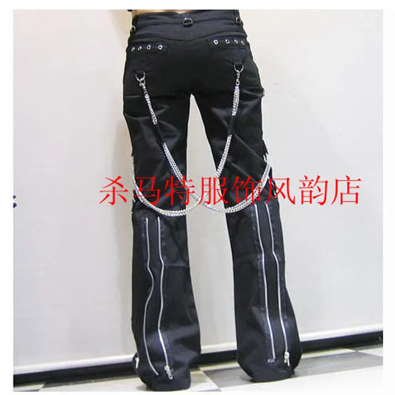 Kill Matt Punk Rock style Clothing Long Pants Punk Gothic Horn Casual Rivet Eyewear Fashion Micro-Flare Flared Pants Streetwear