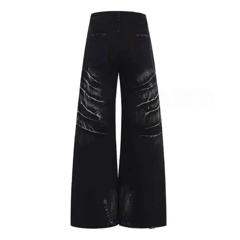 Black Jeans Women Vintage High Waisted Cargo Jeans Straight 2026 Summer Casual Loose Big Size Wide Leg Denim Baggy Pants Y2K