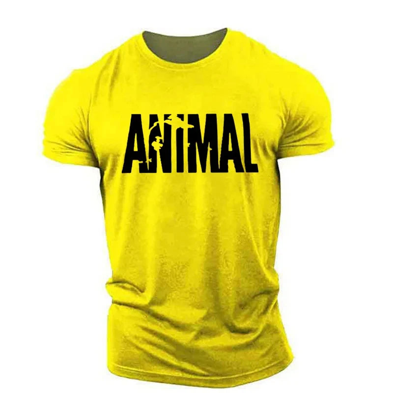 Apex Ritual – Animal Letter メンズオーバーサイズジムTシャツ – ミニマリストOネックストリートウェアスポーツウェア