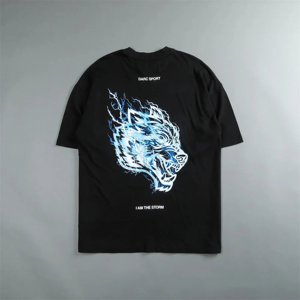 Apex Ritual – 雷狼頭プリント綿Tシャツ – クルーネック半袖ユニセックス