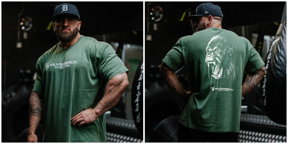 SILVERBACK Sports Men Loose T-shirt Cotton Fashion Oversized Male Tee Shirts Gym Running Streetwear Fitness T-shirt men clothing