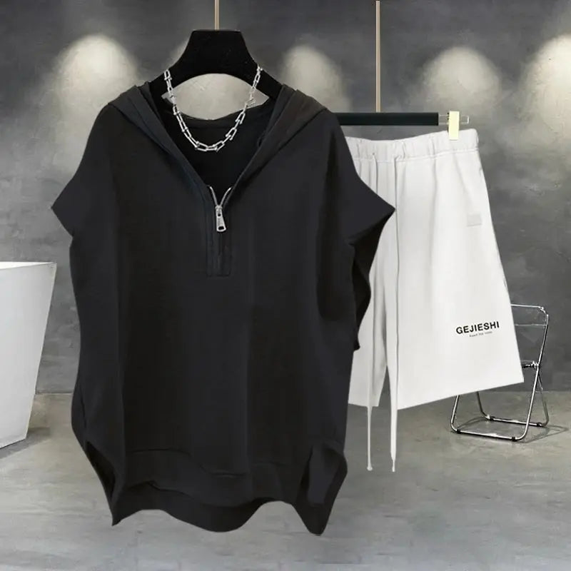 Korean Large Size Casual Sports Shorts Single Piece/suit Men Trend All-match Fashion Straight Leg Loose Half Pants Streetwear