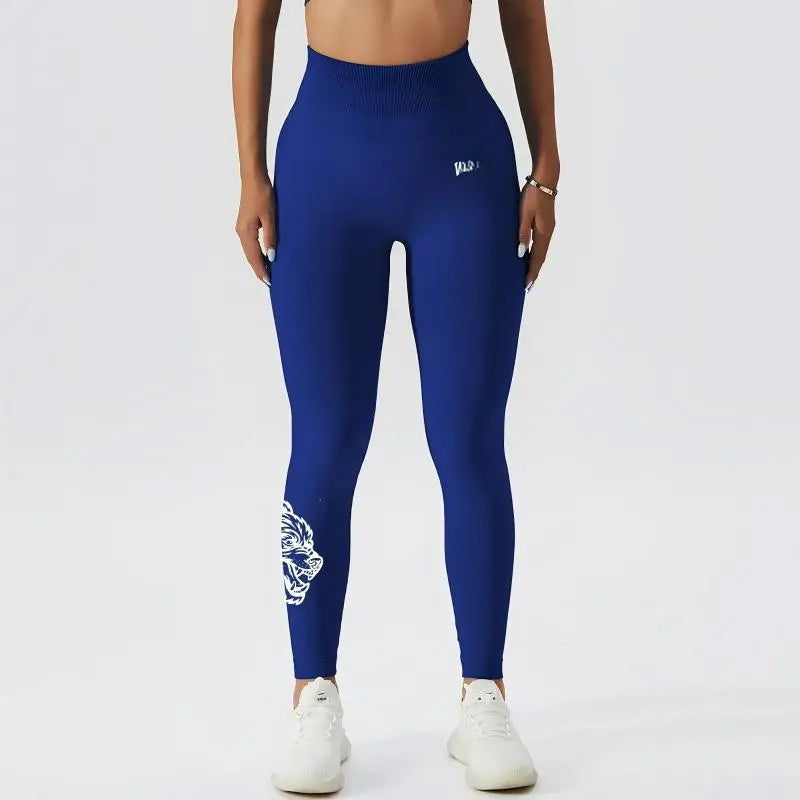 New high-waisted women's printed fitness yoga pants wolf head pattern buttocks tight sports high-elastic fitness leggings.