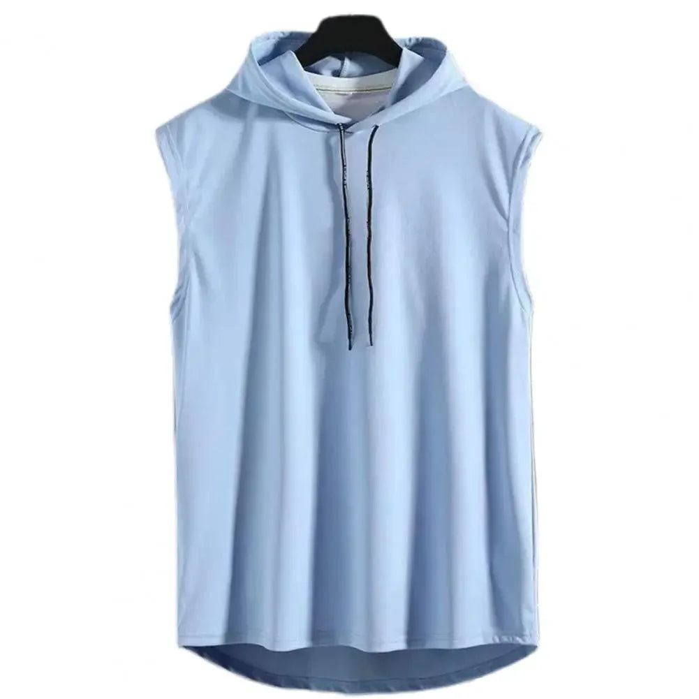 Vest Sleeveless Tees Hooded Woman Men's Tank Tops Male T-Shirt Gym Training Exercise Sport Shirt Korean Style Casual Solid Color