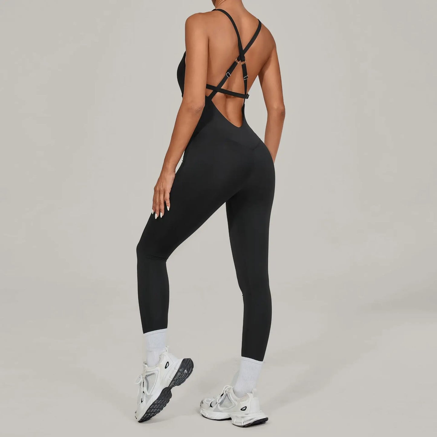 Women's Workout Backless Purple Jumpsuit