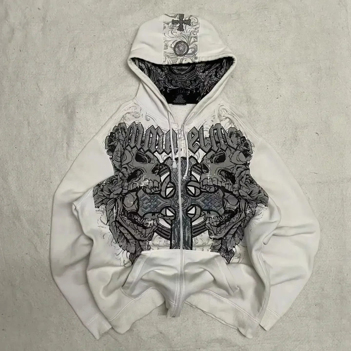 Men's Y2K Gothic Cross-Zip Mask Hoodie