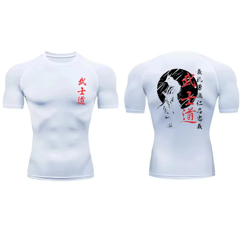 Apex Ritual – 日本侍魂 コンプレッションTシャツ – 速乾性 アスレチック ジム ランニングTシャツ