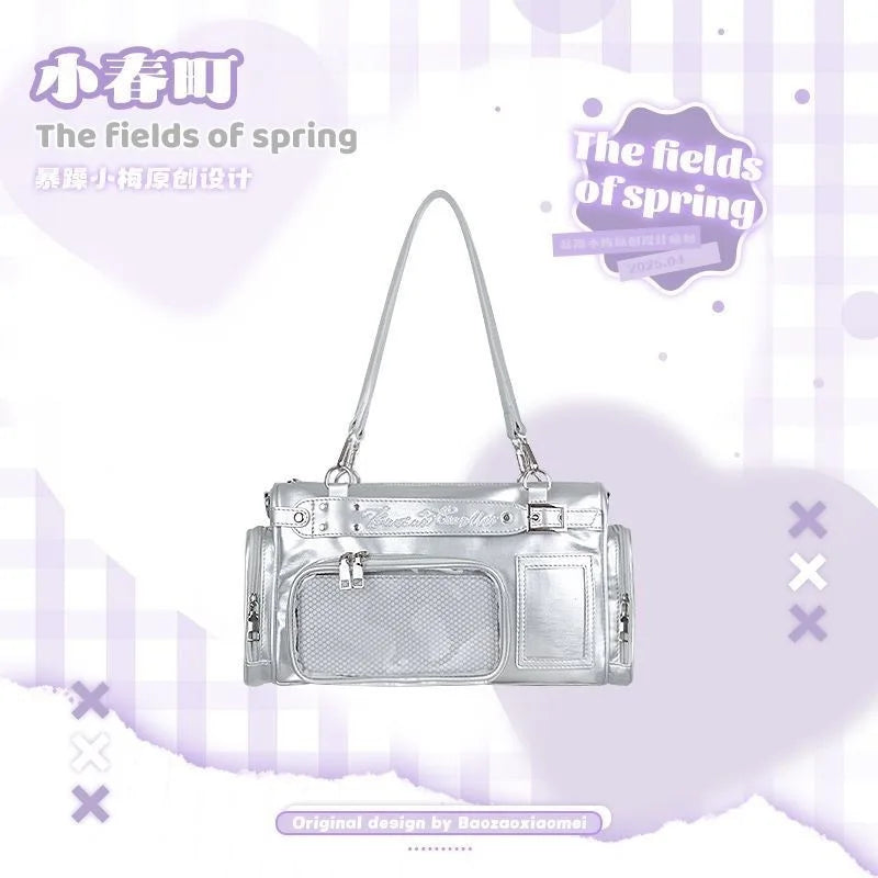 Large Capacity Japanese Y2k Shoulder Itabag Transparent MultiPocket Harajuku Crossbody Bag Cute Girl JK Uniform Underarm Bag