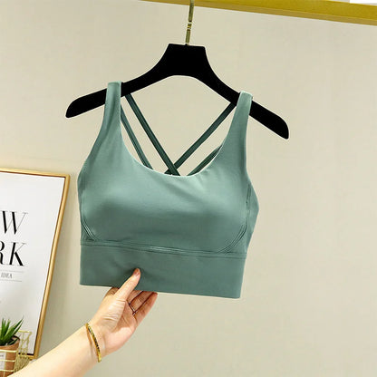 TRY TO BN Gym Tops Women Bras Sports Bralette Nylon Breathable Fitness Underwear Cross Back Running Workout Female Yoga Clothing