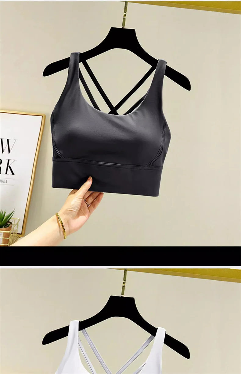 TRY TO BN Gym Tops Women Bras Sports Bralette Nylon Breathable Fitness Underwear Cross Back Running Workout Female Yoga Clothing