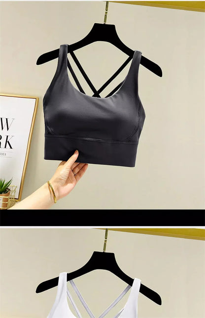TRY TO BN Gym Tops Women Bras Sports Bralette Nylon Breathable Fitness Underwear Cross Back Running Workout Female Yoga Clothing