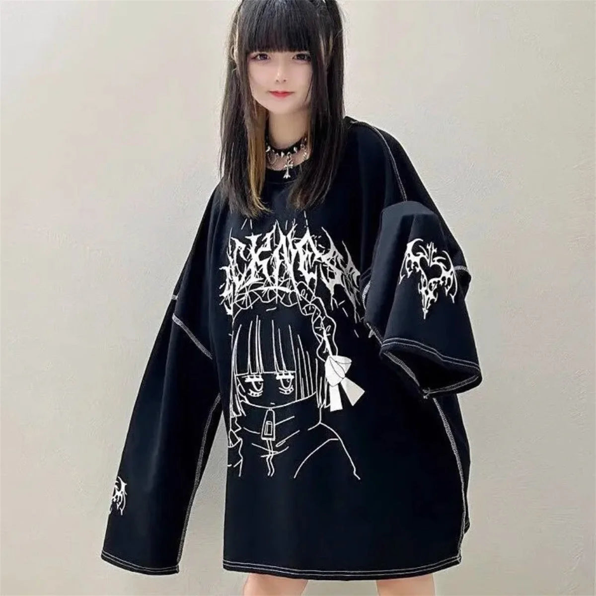 Streetwear T Shirts Women Print Long Sleeve Tees Casual Fashion Japanese - APEX RITUAL women's t-shirts