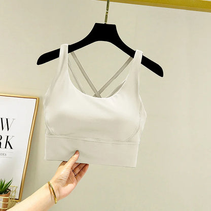 TRY TO BN Gym Tops Women Bras Sports Bralette Nylon Breathable Fitness Underwear Cross Back Running Workout Female Yoga Clothing