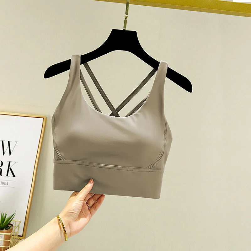 TRY TO BN Gym Tops Women Bras Sports Bralette Nylon Breathable Fitness Underwear Cross Back Running Workout Female Yoga Clothing