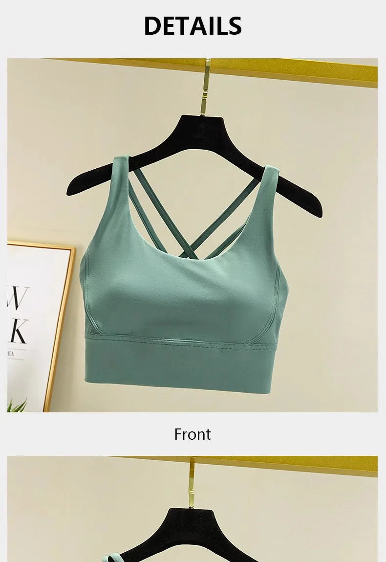 TRY TO BN Gym Tops Women Bras Sports Bralette Nylon Breathable Fitness Underwear Cross Back Running Workout Female Yoga Clothing
