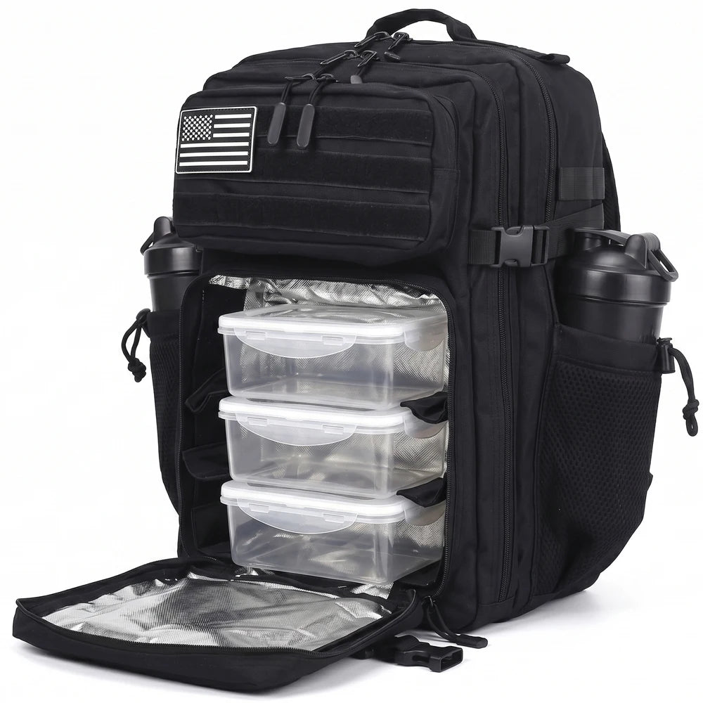 45L Meal Management Backpack for Men Women Tactical Adults Insulated Lunch Athletes Gym Bag Sports Daypacks With Bottle Holder