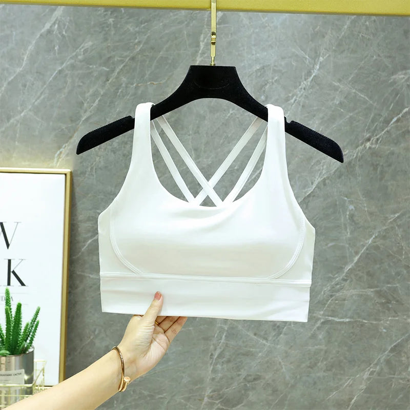 TRY TO BN Gym Tops Women Bras Sports Bralette Nylon Breathable Fitness Underwear Cross Back Running Workout Female Yoga Clothing