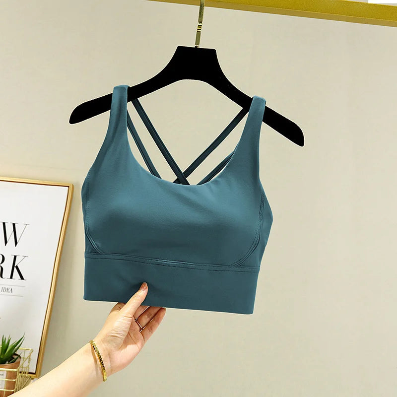 TRY TO BN Gym Tops Women Bras Sports Bralette Nylon Breathable Fitness Underwear Cross Back Running Workout Female Yoga Clothing