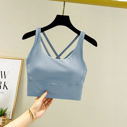 TRY TO BN Gym Tops Women Bras Sports Bralette Nylon Breathable Fitness Underwear Cross Back Running Workout Female Yoga Clothing