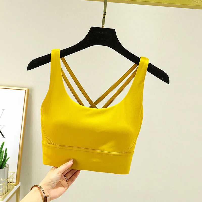TRY TO BN Gym Tops Women Bras Sports Bralette Nylon Breathable Fitness Underwear Cross Back Running Workout Female Yoga Clothing