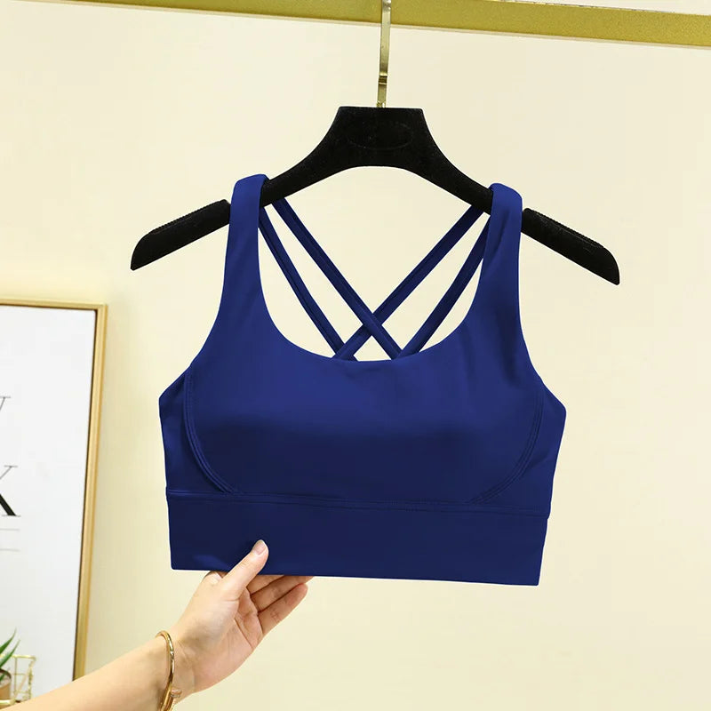 TRY TO BN Gym Tops Women Bras Sports Bralette Nylon Breathable Fitness Underwear Cross Back Running Workout Female Yoga Clothing
