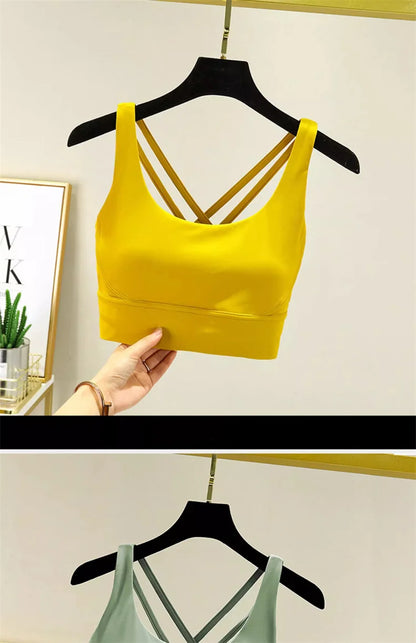 TRY TO BN Gym Tops Women Bras Sports Bralette Nylon Breathable Fitness Underwear Cross Back Running Workout Female Yoga Clothing