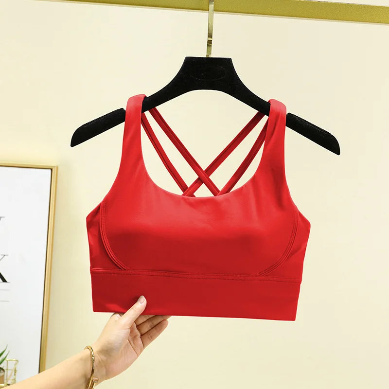 TRY TO BN Gym Tops Women Bras Sports Bralette Nylon Breathable Fitness Underwear Cross Back Running Workout Female Yoga Clothing