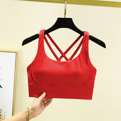 TRY TO BN Gym Tops Women Bras Sports Bralette Nylon Breathable Fitness Underwear Cross Back Running Workout Female Yoga Clothing