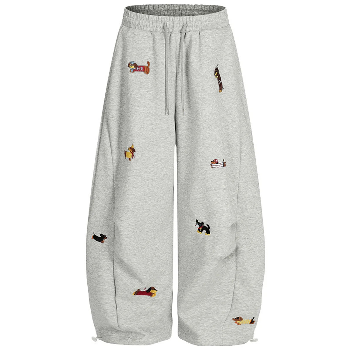 Women's Sausage Dog Embroidered Fashion Loose Trousers 2026 Summer New High Street Casual Pants Comfortable Straight Sweatpants