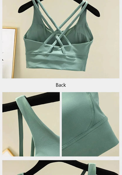 TRY TO BN Gym Tops Women Bras Sports Bralette Nylon Breathable Fitness Underwear Cross Back Running Workout Female Yoga Clothing