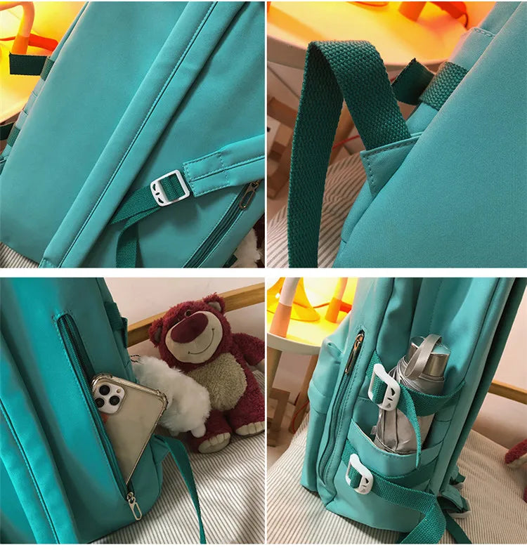Waterproof Nylon Women Backpack Multi-Pocket Student Rucksack Female Travel Bag Book Schoolbag For Teenage Girl Boys Satchel