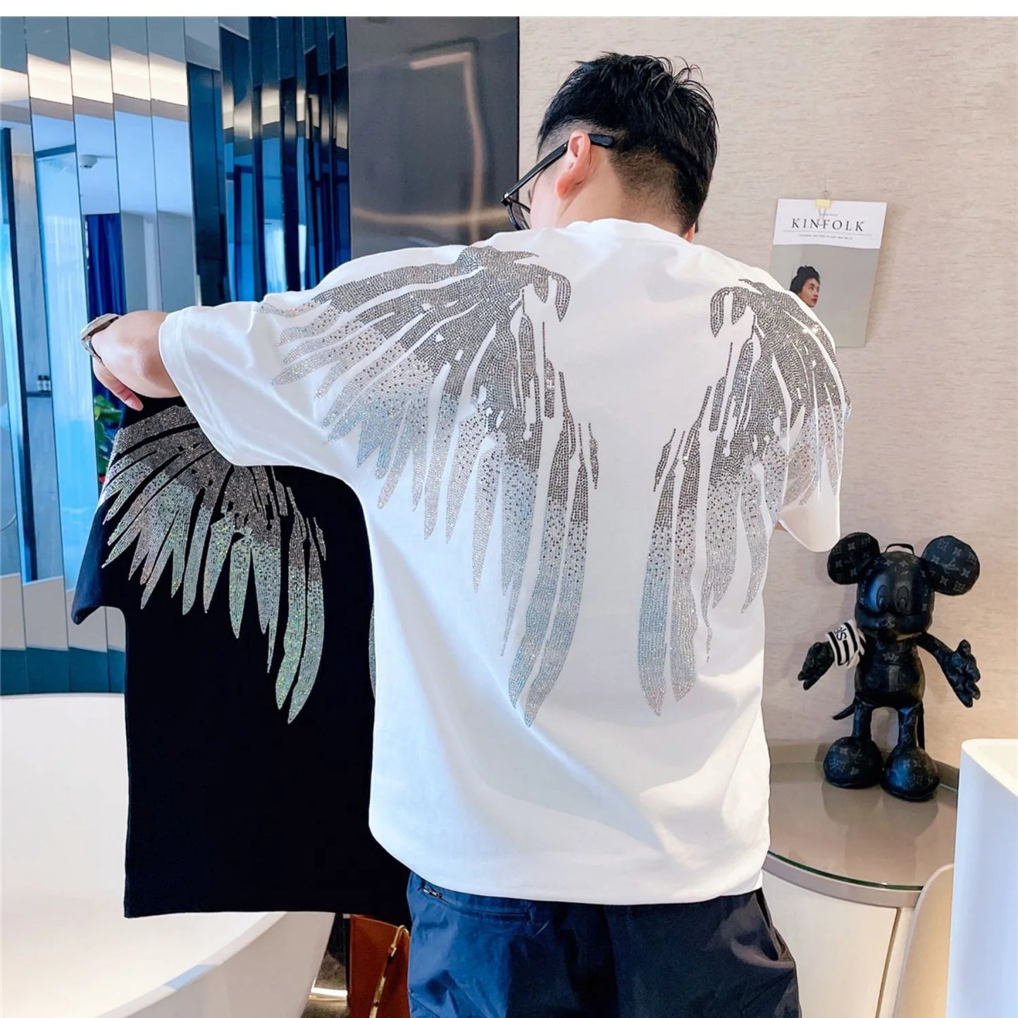 Apex Ritual – Wings & Drills Print Cotton T-Shirt – Men's Novelty Casual Tee