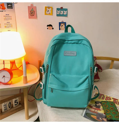 Waterproof Nylon Women Backpack Multi-Pocket Student Rucksack Female Travel Bag Book Schoolbag For Teenage Girl Boys Satchel