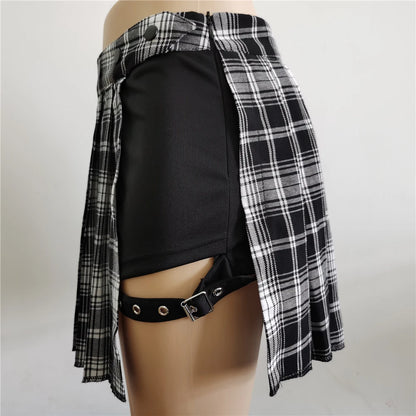 Women's Black Asymmetrical Pleated Skirt