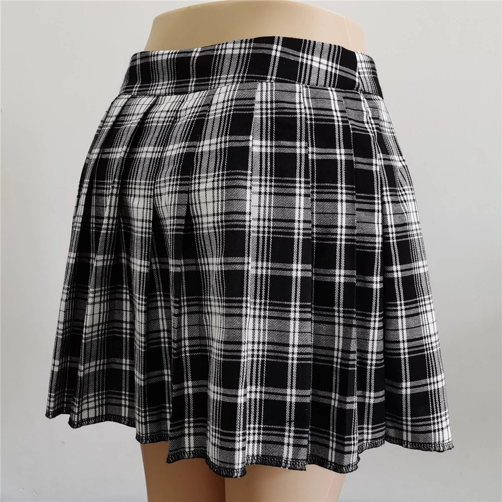 Women's Black Asymmetrical Pleated Skirt
