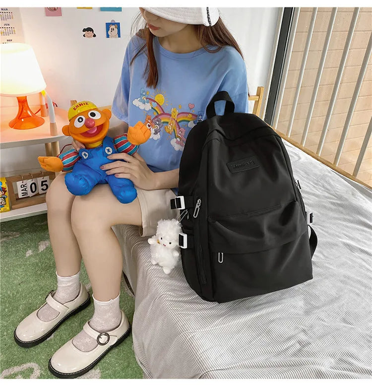 Waterproof Nylon Women Backpack Multi-Pocket Student Rucksack Female Travel Bag Book Schoolbag For Teenage Girl Boys Satchel
