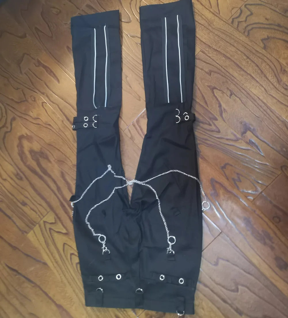 Kill Matt Punk Rock style Clothing Long Pants Punk Gothic Horn Casual Rivet Eyewear Fashion Micro-Flare Flared Pants Streetwear