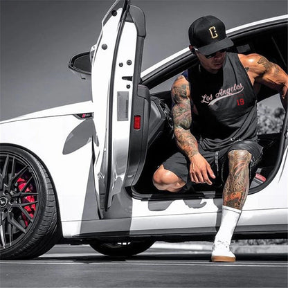 Workout Gym Mens Tank Top Muscle Sleeveless Vest Sportswear Shirt Stringer Casual Vest Bodybuilding Cotton Fitness Singlets