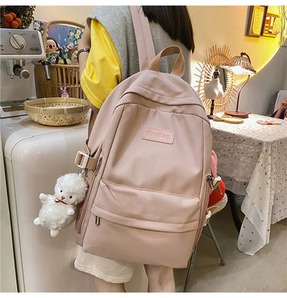 Waterproof Nylon Women Backpack Multi-Pocket Student Rucksack Female Travel Bag Book Schoolbag For Teenage Girl Boys Satchel
