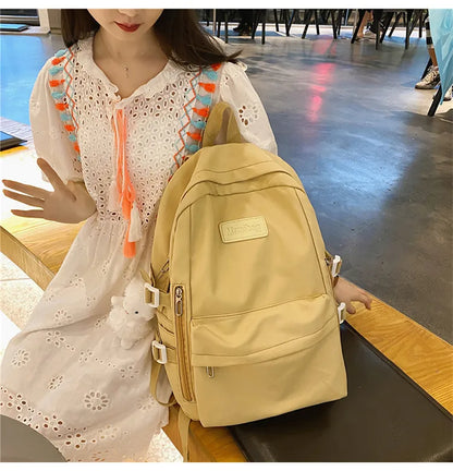 Waterproof Nylon Women Backpack Multi-Pocket Student Rucksack Female Travel Bag Book Schoolbag For Teenage Girl Boys Satchel