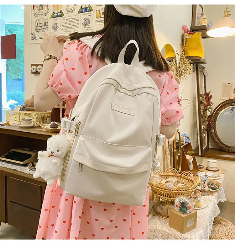Waterproof Nylon Women Backpack Multi-Pocket Student Rucksack Female Travel Bag Book Schoolbag For Teenage Girl Boys Satchel