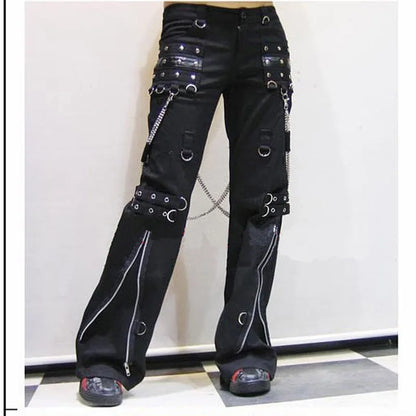 Kill Matt Punk Rock style Clothing Long Pants Punk Gothic Horn Casual Rivet Eyewear Fashion Micro-Flare Flared Pants Streetwear