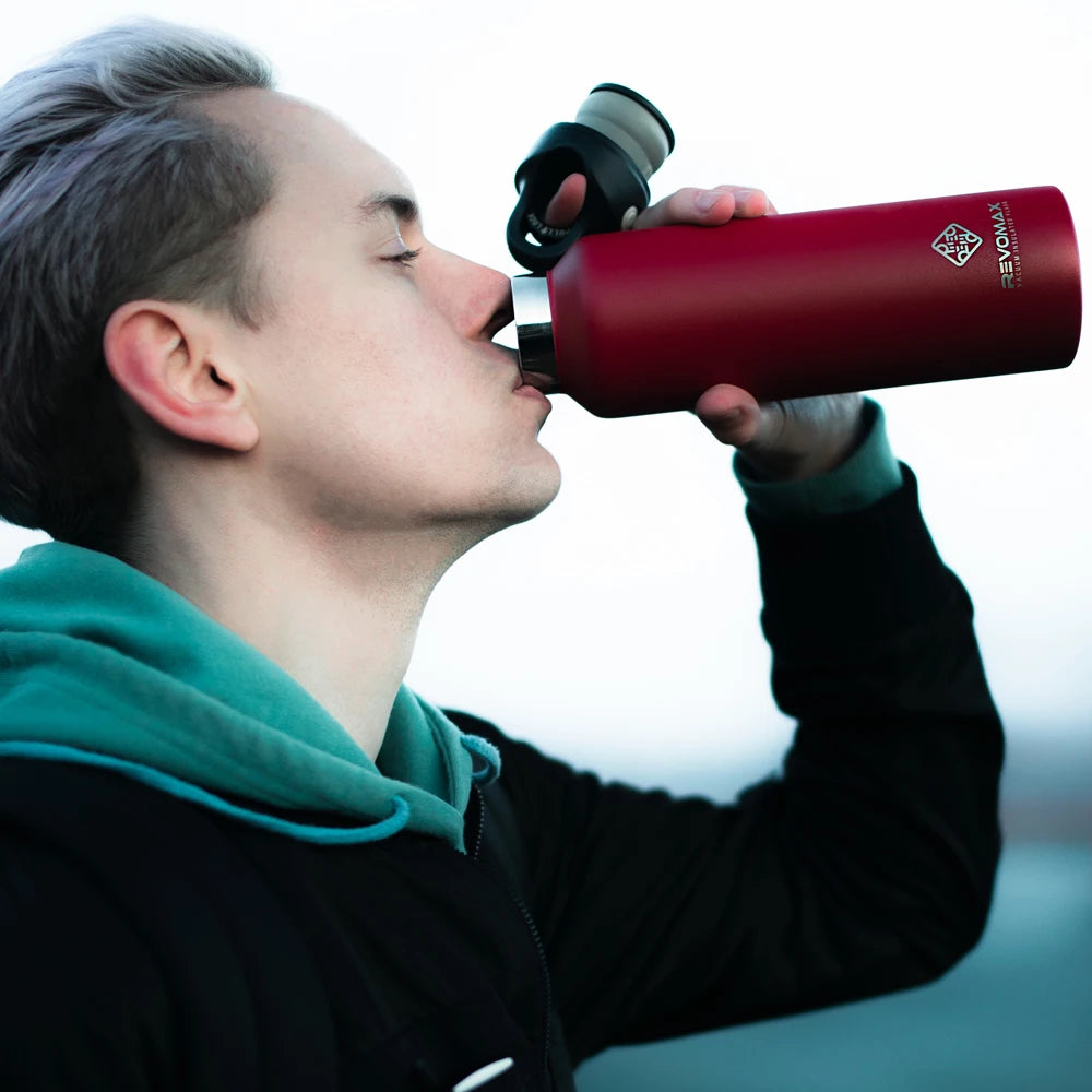 RevoMax-Double Wall Insulated Water Bottle, Outdoor Travel Sports Bottles, Stainless Steel Thermos for Tea, Thermal Cup, 600ml
