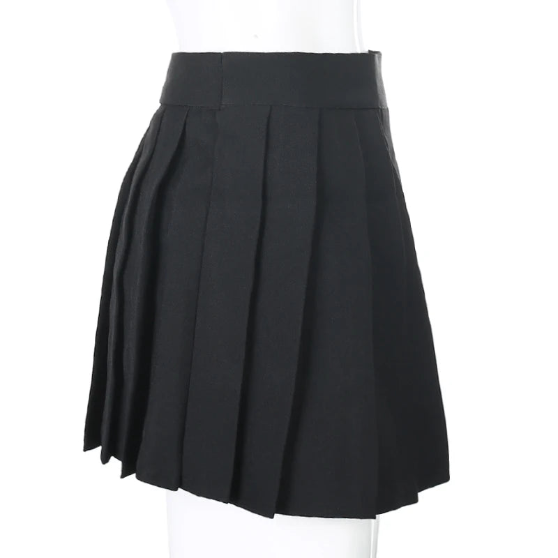 Women's Black Asymmetrical Pleated Skirt