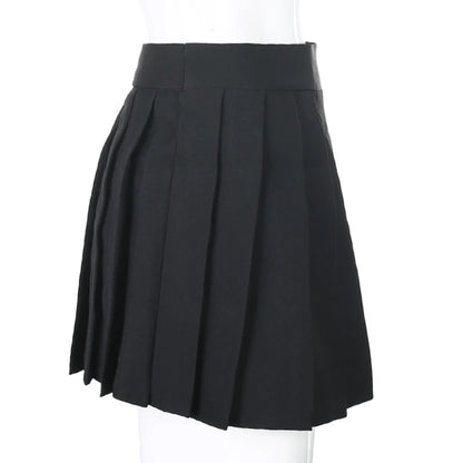 Women's Black Asymmetrical Pleated Skirt