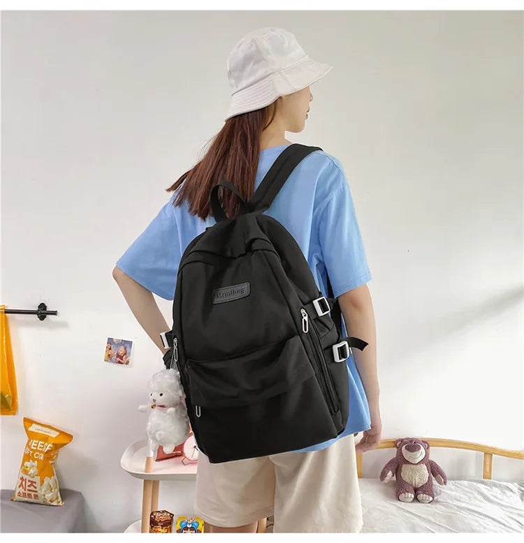 Waterproof Nylon Women Backpack Multi-Pocket Student Rucksack Female Travel Bag Book Schoolbag For Teenage Girl Boys Satchel