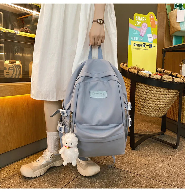 Waterproof Nylon Women Backpack Multi-Pocket Student Rucksack Female Travel Bag Book Schoolbag For Teenage Girl Boys Satchel