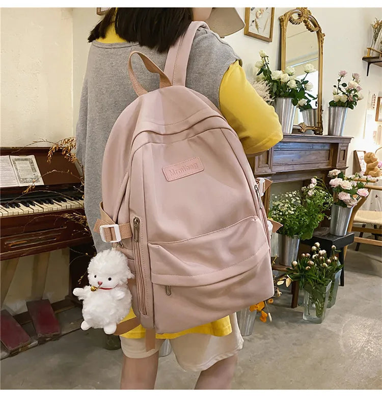 Waterproof Nylon Women Backpack Multi-Pocket Student Rucksack Female Travel Bag Book Schoolbag For Teenage Girl Boys Satchel