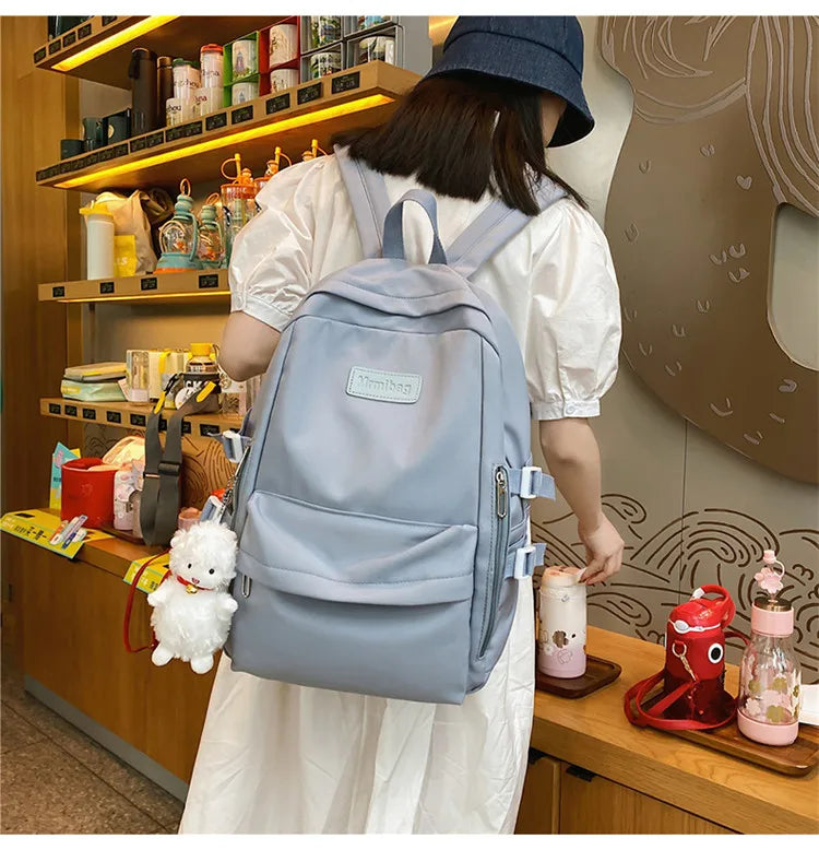 Waterproof Nylon Women Backpack Multi-Pocket Student Rucksack Female Travel Bag Book Schoolbag For Teenage Girl Boys Satchel
