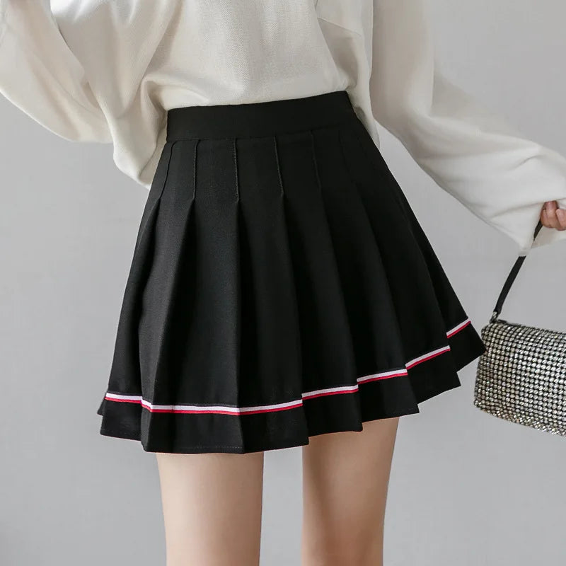 Women's Black Gothic Pleated Mini Skirt
